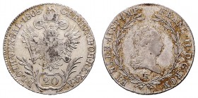 FRANCIS II / I (1972 - 1806 - 1835)&nbsp;
20 Kreuzer, 1805, E, 6,71g, Her. 687&nbsp;

EF | EF