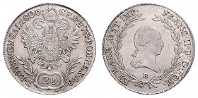 FRANCIS II / I (1972 - 1806 - 1835)&nbsp;
20 Kreuzer, 1806, B, 6,59g, Früh. 271&nbsp;

about UNC | UNC , R!
