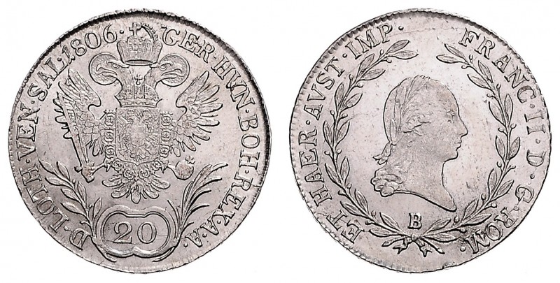 FRANCIS II / I (1972 - 1806 - 1835)&nbsp;
20 Kreuzer, 1806, B, 6,51g, Früh. 271...