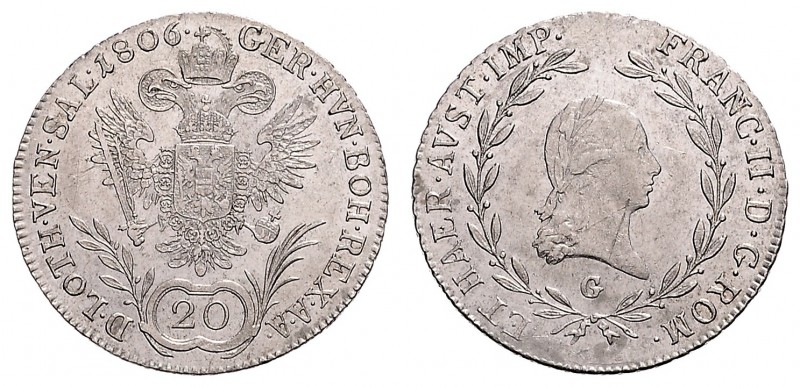 FRANCIS II / I (1972 - 1806 - 1835)&nbsp;
20 Kreuzer, 1806, G, 6,64g, Her. 691&...