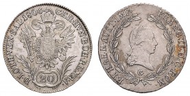 FRANCIS II / I (1972 - 1806 - 1835)&nbsp;
20 Kreuzer, 1806, G, 6,54g, Her. 691&nbsp;

EF | EF