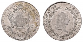 FRANCIS II / I (1972 - 1806 - 1835)&nbsp;
20 Kreuzer, 1808, C, 6,62g, Früh. 279&nbsp;

about UNC | UNC
