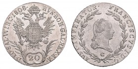 FRANCIS II / I (1972 - 1806 - 1835)&nbsp;
20 Kreuzer, 1808, C, 6,62g, Früh. 279&nbsp;

about UNC | UNC