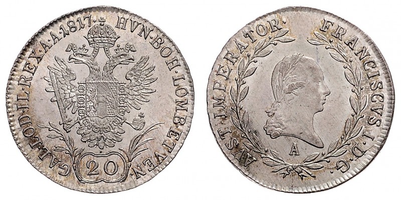 FRANCIS II / I (1972 - 1806 - 1835)&nbsp;
20 Kreuzer, 1817, A, 6,68g, Früh. 316...