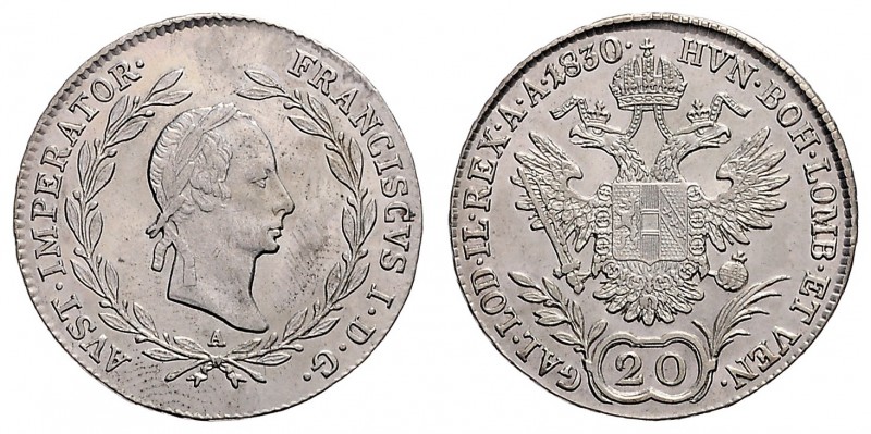 FRANCIS II / I (1972 - 1806 - 1835)&nbsp;
20 Kreuzer, 1830, A, 6,69g, Früh. 370...