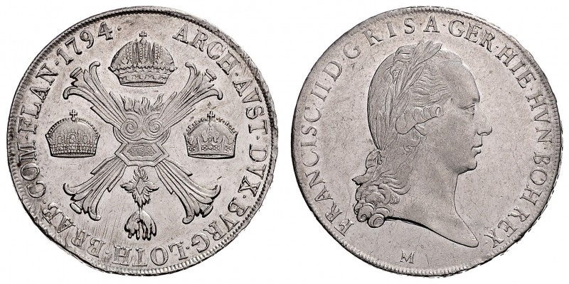 FRANCIS II / I (1972 - 1806 - 1835)&nbsp;
1 Thaler, 1794, M, 29,44g, Her. 489&n...