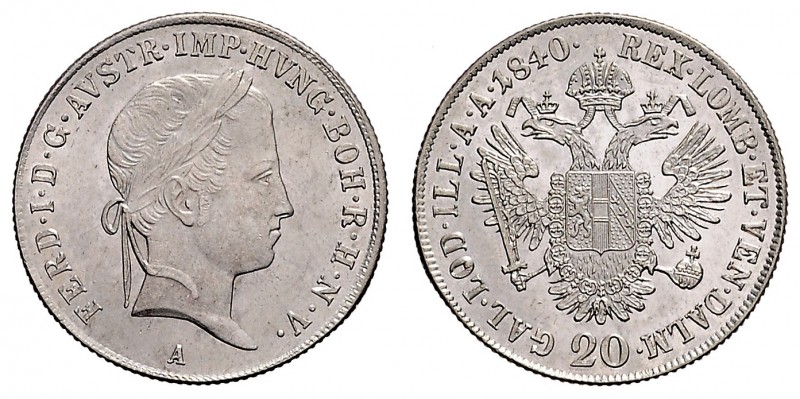 FERDINAND V / I (1835 - 1848)&nbsp;
20 Kreuzer, 1840, A, 6,69g, Früh. 809&nbsp;...