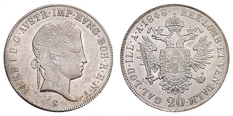 FERDINAND V / I (1835 - 1848)&nbsp;
20 Kreuzer, 1848, C, 6,7g, Früh. 841&nbsp;...