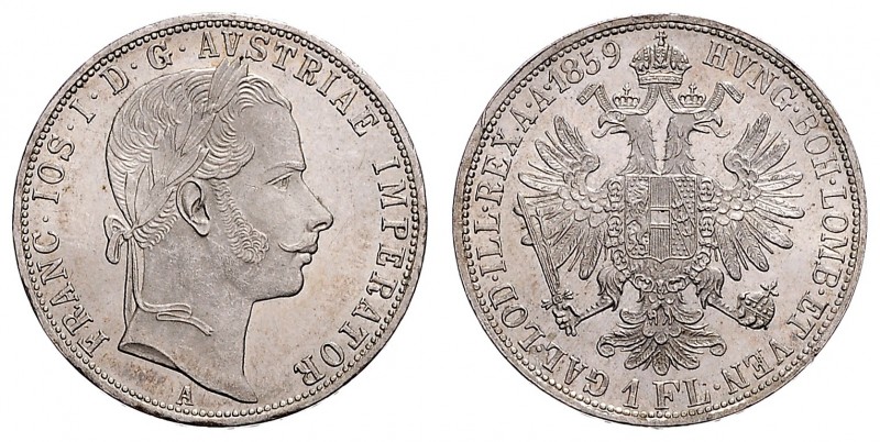 FRANZ JOSEPH I (1848 - 1916)&nbsp;
1 Gulden , 1859, A, 12,33g, Früh. 1451&nbsp;...