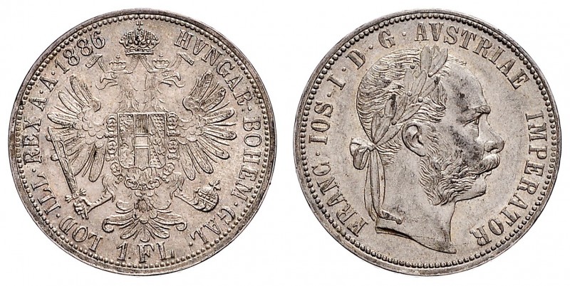 FRANZ JOSEPH I (1848 - 1916)&nbsp;
1 Gulden , 1886, 12,36g, Früh. 1506&nbsp;
...