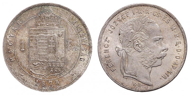 FRANZ JOSEPH I (1848 - 1916)&nbsp;
1 Forint, 1876, KB, 12,34g, Früh. 1780&nbsp;...