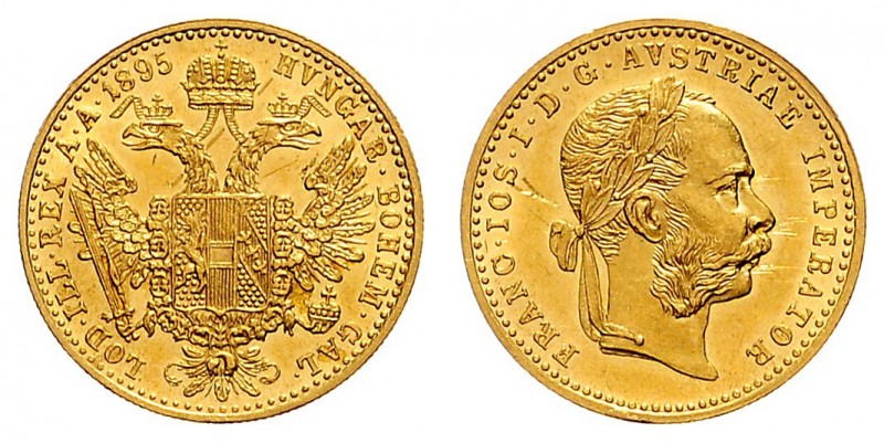 FRANZ JOSEPH I (1848 - 1916)&nbsp;
1 Ducat, 1895, 3,49g, Früh. 1254&nbsp;

EF...