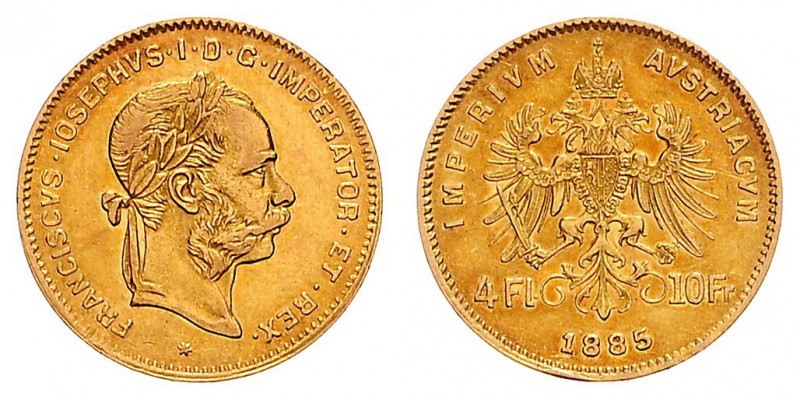 FRANZ JOSEPH I (1848 - 1916)&nbsp;
4 Gulden, 1885, 3,2g, Früh.1335&nbsp;

abo...