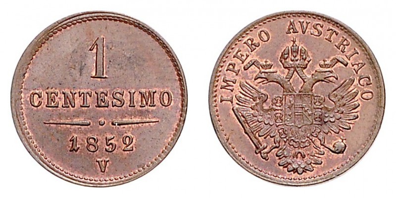 FRANZ JOSEPH I (1848 - 1916)&nbsp;
Centesimo, 1852, V, 1,17g, Früh. 1888&nbsp;...