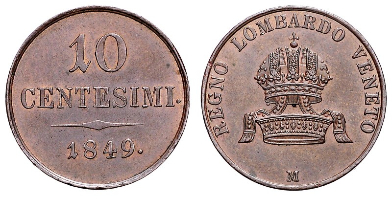 FRANZ JOSEPH I (1848 - 1916)&nbsp;
10 Centesimi, 1849, M, 17,86g, Früh. 1872&nb...