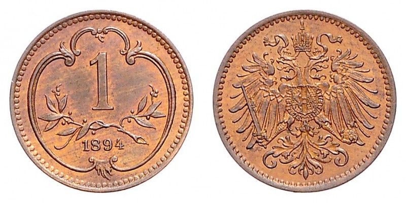 FRANZ JOSEPH I (1848 - 1916)&nbsp;
1 Heller, 1894, 1,69g, Früh. 2035&nbsp;

U...