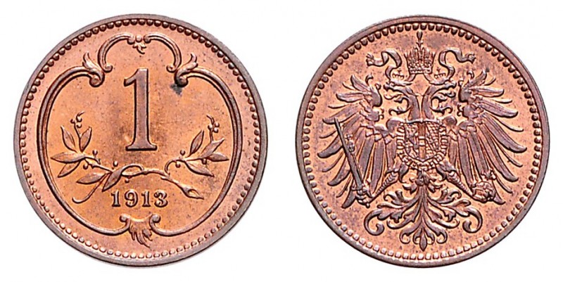 FRANZ JOSEPH I (1848 - 1916)&nbsp;
1 Heller, 1913, 1,68g, Früh. 2049&nbsp;

U...