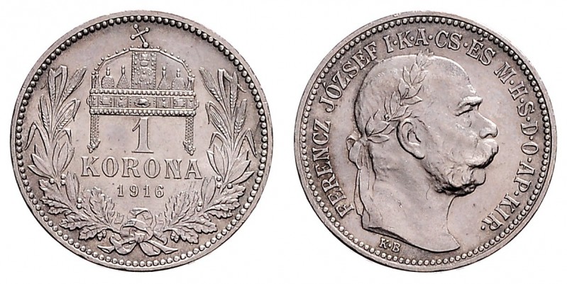 FRANZ JOSEPH I (1848 - 1916)&nbsp;
1 Korona, 1916, KB, 4,99g, Früh. 2124&nbsp;...