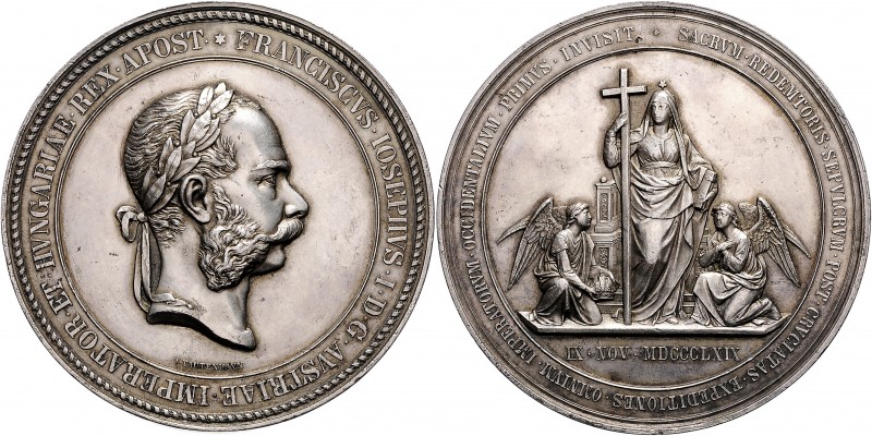 Silver medal Visit to God´s tomb, J. Tautenhayn, 1869, 72 mm, 121,1g, Ag 900/100...