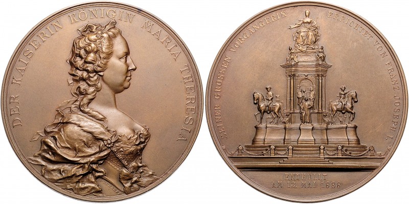 Bronze Medal Maria Theresa Memorial unveiling in Vienna, Restrike, A. Scharff, 1...