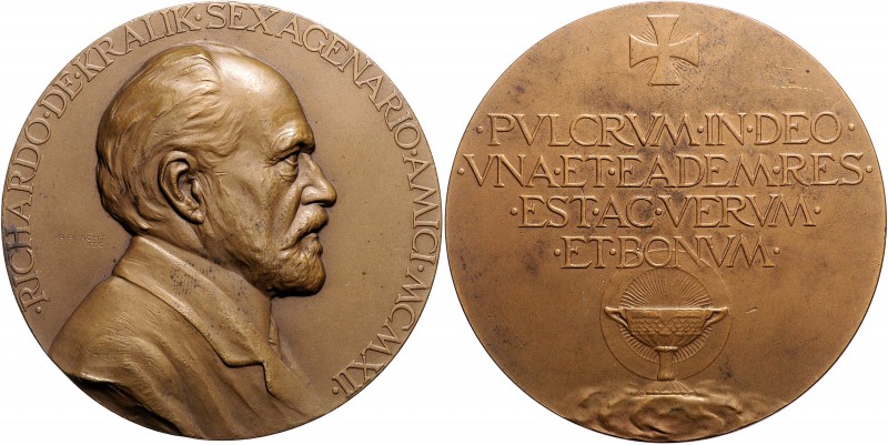 AE Medal On the Occasion of Writer R.Králík’s 60th Birthday, 1912, 75 mm, 173,09...