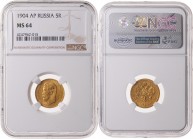 RUSSIA&nbsp;
5 Ruble, 1904, KM Y#62&nbsp;

UNC | UNC , NGC MS 64
