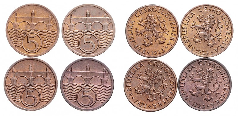 Lot 4 coins 5 Haleru 1923 (3 pcs), 1931 (1 pcs), MCH CSR1-011&nbsp;

about UNC...