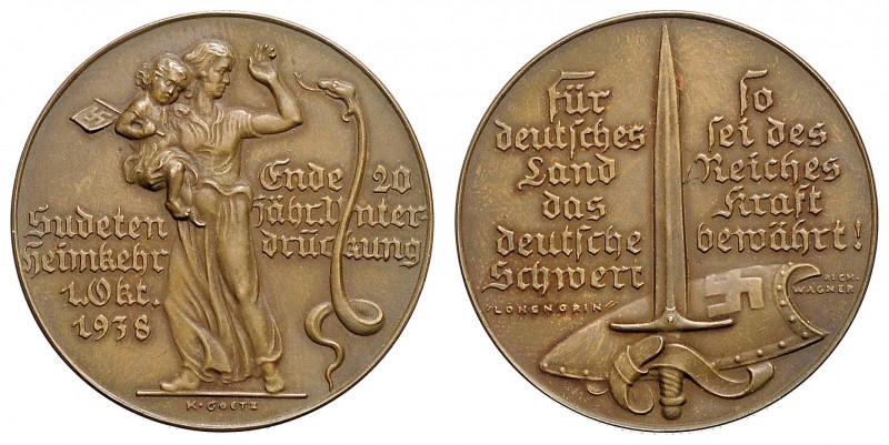 AE Medal German Annexation of the Sudetenland 1. 10. 1938, K. Goetz, period hand...