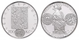 200 Kč Currency reform Václav II., certificate ČNB, 2000, 13g, MCH CRPS-026&nbsp;

PROOF