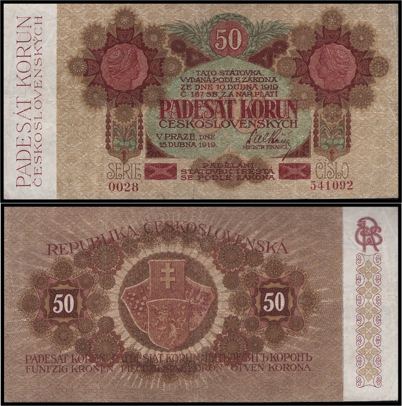 CZECHOSLOVAK REPUBLIK (1919 - 1939)&nbsp;
50 Korun, 1919, Série 0028, AUREA 11 ...