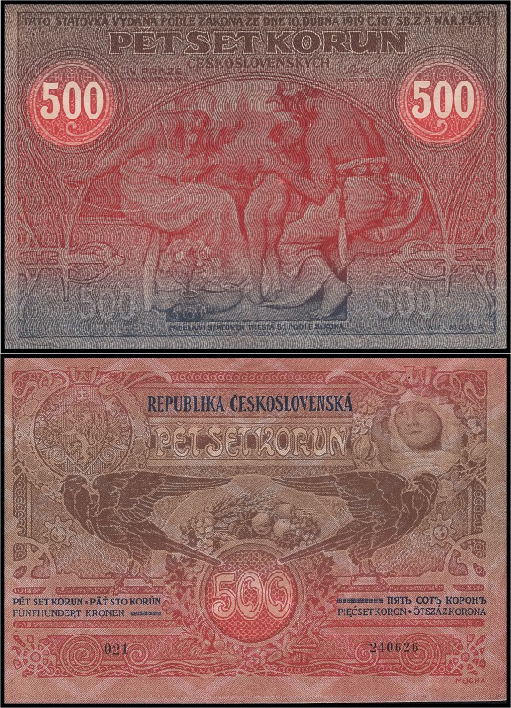 CZECHOSLOVAK REPUBLIK (1919 - 1939)&nbsp;
500 Korun, 1919, Série 021, AUREA 13 ...