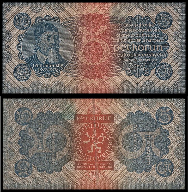 CZECHOSLOVAK REPUBLIK (1919 - 1939)&nbsp;
5 Korun, 1921, Série 6, AUREA 18 a&nb...