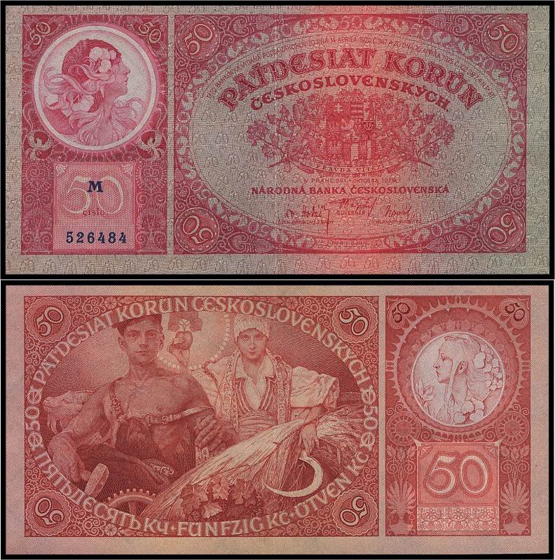 CZECHOSLOVAK REPUBLIK (1919 - 1939)&nbsp;
50 Korun, 1929, Série M, AUREA 24 a1&...