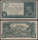 CZECHOSLOVAK REPUBLIC (1945 - 1953)&nbsp;
50 Korun, 1948, Série A 20, 3 small holes above each other, AUREA 88 a2 S1&nbsp;

0