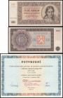 CZECHOSLOVAK REPUBLIC (1945 - 1953)&nbsp;
1000 Korun not issued, certificate ČNB, 1951, Série 11 B, AUREA 95&nbsp;

N