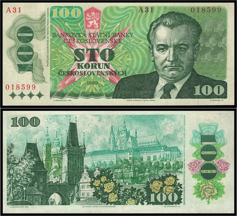 CZECHOSLOVAK REPUBLIC (1953 - 1992)&nbsp;
100 Korun, 1989, Série A 31, AUREA 11...