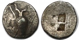 Hemiobol 480 v. Chr 
Griechische Münzen, MACEDONIA. TERONE. Hemiobol 480 v. Chr, Vs: Amphora, Rs: Viergeteiltes Quadratum incusum. Silber. 0,3254 g. ...