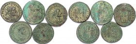 Lot von 5 Münzen 284 - 305 n. Chr 
Römische Münzen, Lots und Sammlungen römischer Münzen. MÜNZEN DER RÖMISCHEN KAISERZEIT. Diocletianus (284-305 n. C...