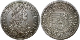 Reichstaler 1668 
RDR – Habsburg – Österreich, RÖMISCH-DEUTSCHES REICH. Leopold I. (1657-1705). Reichstaler 1668, Hall, Silber. 28,53 g. Dav. 3240, M...