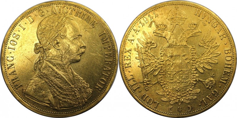 4 Dukaten 1911 
RDR – Habsburg – Österreich, KAISERREICH ÖSTERREICH. Franz Jose...