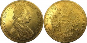 4 Dukaten 1911 
RDR – Habsburg – Österreich, KAISERREICH ÖSTERREICH. Franz Joseph I. (1848-1916). 4 Dukaten 1911, Wien, Gold. Fr: 487, Herinek: 66, J...