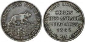 Ausbeutetaler 1862 A
Altdeutsche Münzen und Medaillen, ANHALT - BERNBURG. Alexander Carl (1834-1863). Ausbeutetaler 1862 A, Silber. AKS 17. Sehr schö...