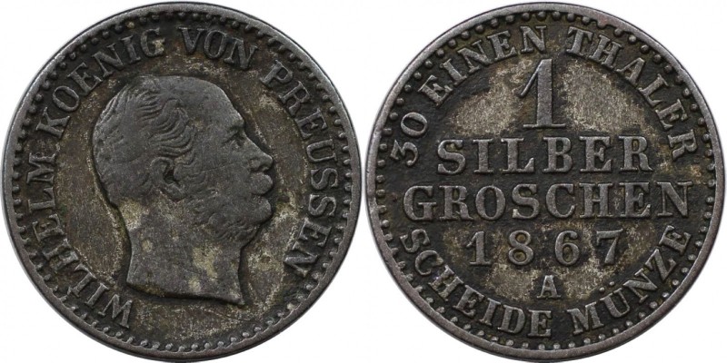 1 Silbergroschen 1867 A
Altdeutsche Münzen und Medaillen, BRANDENBURG IN PREUSS...