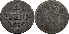 4 Pfennig 1838 B
Altdeutsche Münzen und Medaillen, BRAUNSCHWEIG-CALENBERG-HANNOVER. Ernst August (1837-1851). 4 Pfennig 1838 B, Silber. Jaeger 45, AK...