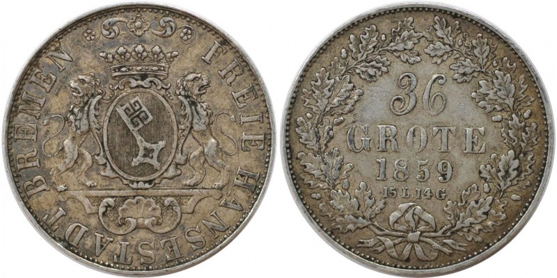 36 Grote 1859 
Altdeutsche Münzen und Medaillen, BREMEN - STADT. Freie Hansesta...