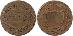 1 Pfennig 1819 
Altdeutsche Münzen und Medaillen, FRANKFURT - STADT. 1 Pfennig- sog. Judenpfennig 1819. Jaeger 7. Sehr schön