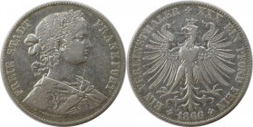 Vereinstaler 1860 
Altdeutsche Münzen und Medaillen, FRANKFURT - STADT. Vereinstaler 1860, Silber. AKS 8. Fast Vorzüglich