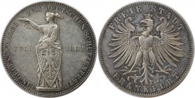 Gedenktaler 1862 
Altdeutsche Münzen und Medaillen, FRANKFURT - STADT. Schützenfest. Gedenktaler 1862, Silber. AKS 44. Vorzüglich