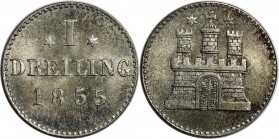 Dreiling 1855 
Altdeutsche Münzen und Medaillen, HAMBURG, Stadt. Dreiling 1855. Billon. KM #582. AKS 36. Stempelglanz