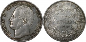 Vereinsdoppeltaler 1840 
Altdeutsche Münzen und Medaillen, HESSEN. Ludwig II. (1830-1848). Vereinsdoppeltaler 1840, Silber. AKS 99. Vorzüglich